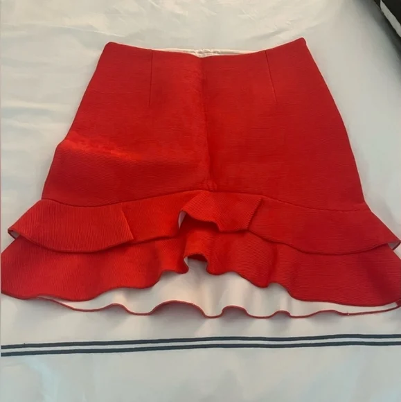 Sandro Red Ruffle Skirt Holidays Christmas Festive - Picture 4 of 14